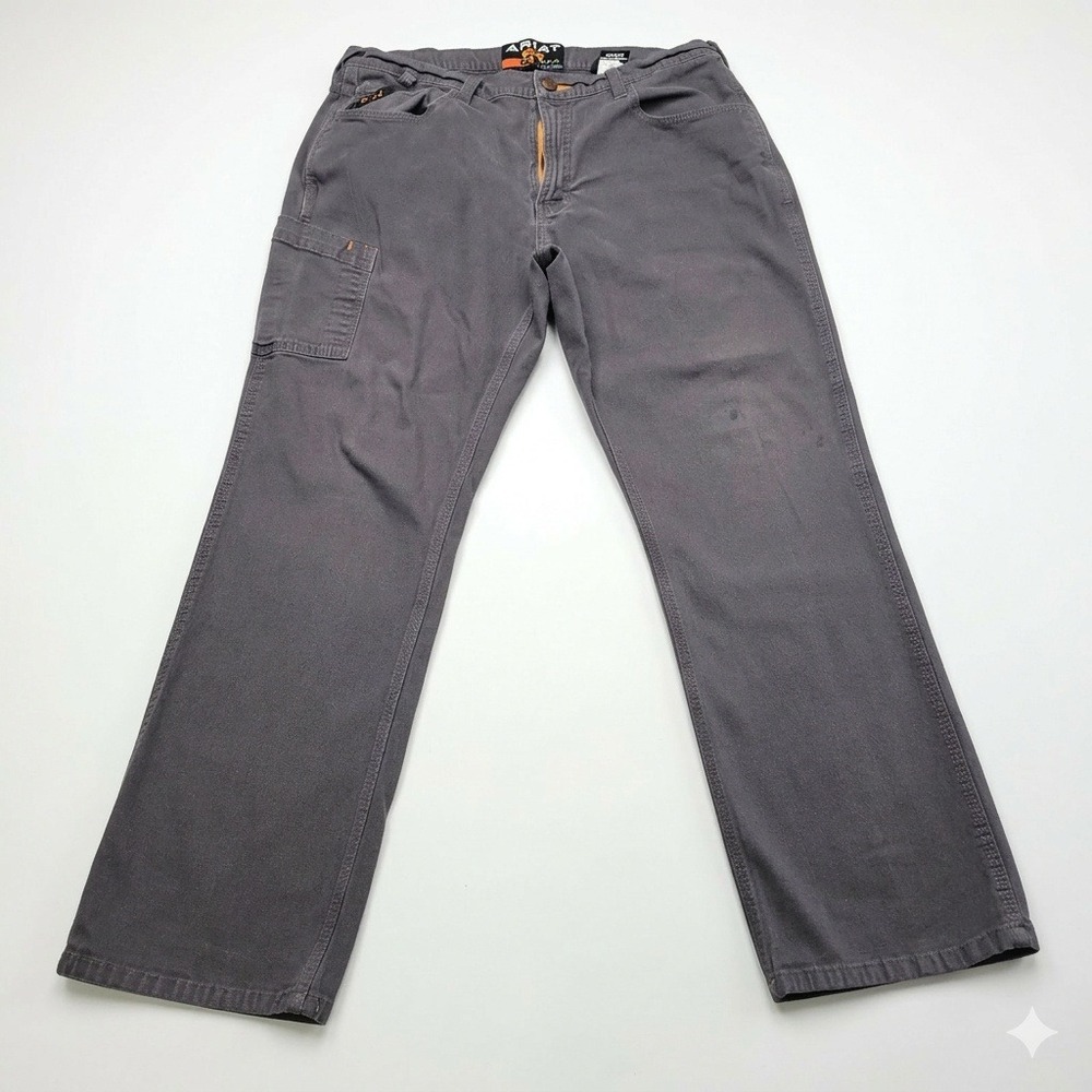Ariat Rebar M4 Work Pants Mens 38x30 Gray Straight Leg Canvas Tough Stretch
